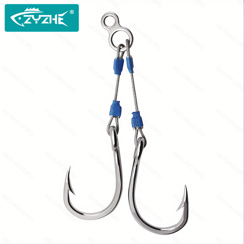 Fishing Hook Assortment - ZYZHE スチールワイヤージグアシストフック 6サイズ 高炭素鋼製フィッシュフック タックルアクセサリー 海釣りボートジギング釣り針