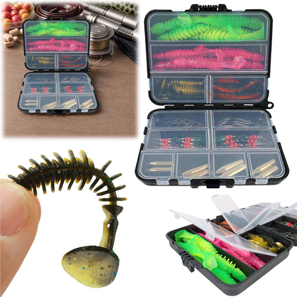 T型テール付きの釣り用ルアーセット。釣り道具箱、スイベル、フ - Fishing Hook Box のレビューと価格