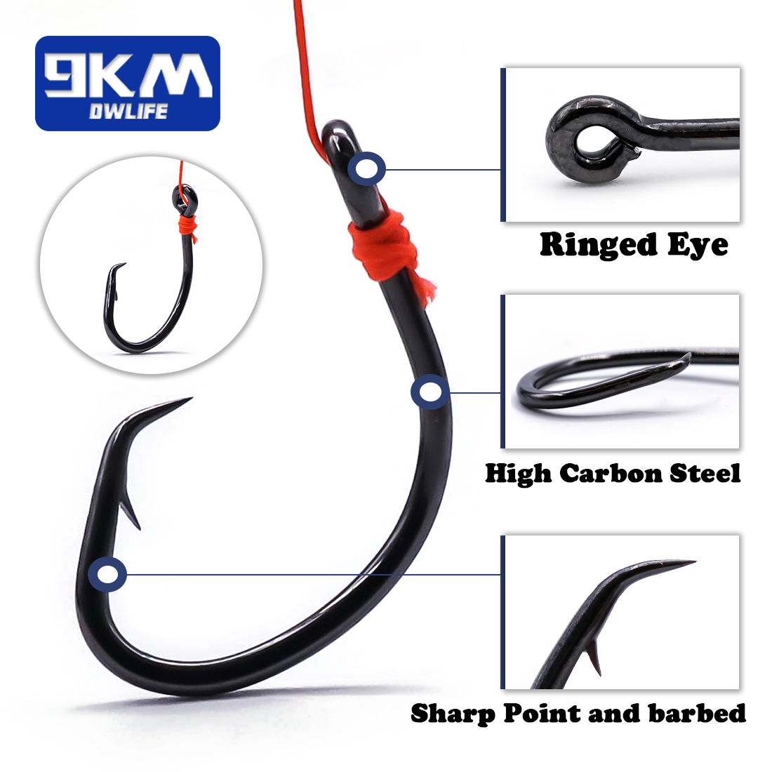 9 キロサークルフック 25 〜 50 個海水釣りフックオフ - Fishing Hook Offset のレビューと価格