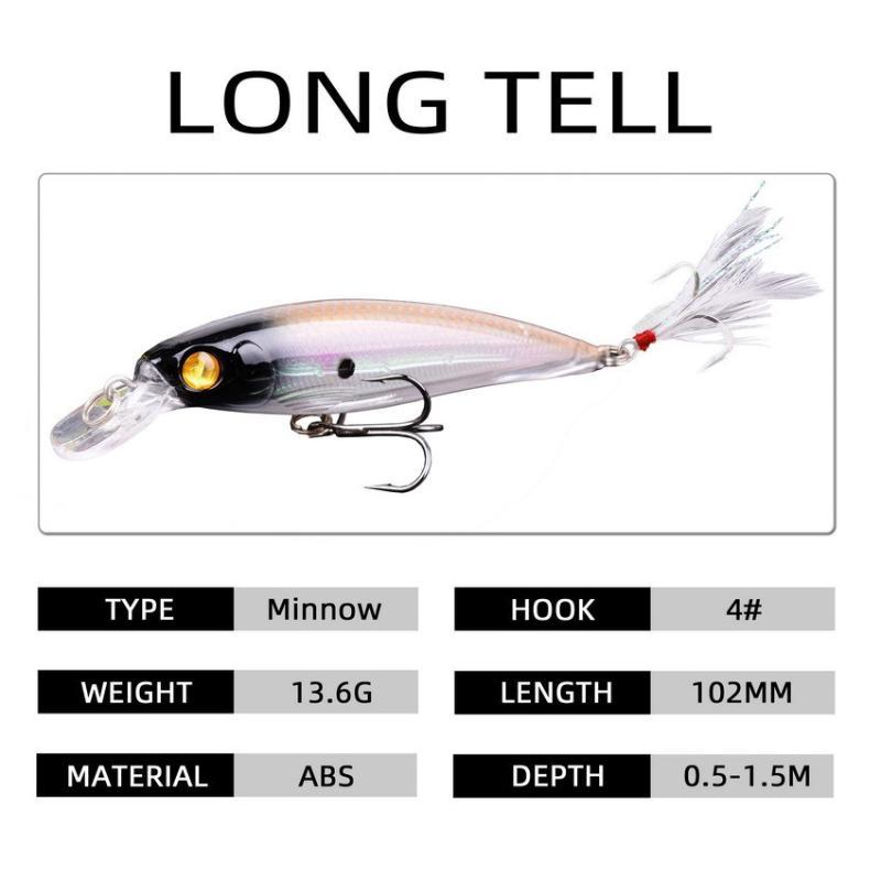 リアルなミノー釣り用ルアー、鋭いトレブルフック、フェザーテー - Fishing Hook Treble のレビューと価格