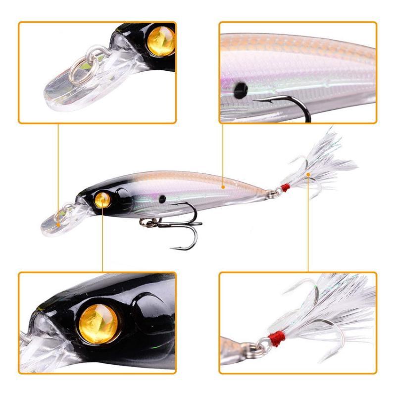 リアルなミノー釣り用ルアー、鋭いトレブルフック、フェザーテー - Fishing Hook Treble のレビューと価格