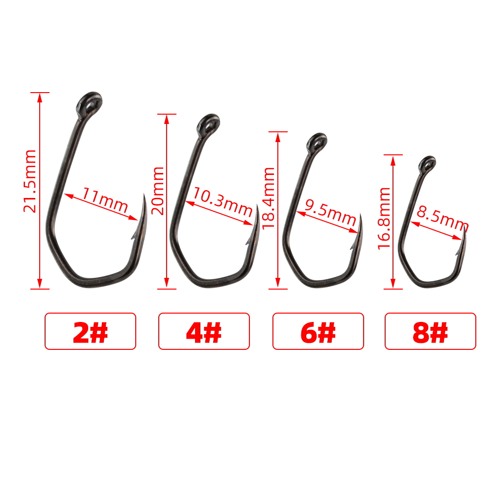50 個鯉釣りフック有刺鉄線ピンポイント爪フック PTFE  - Fishing Hook Offset のレビューと価格